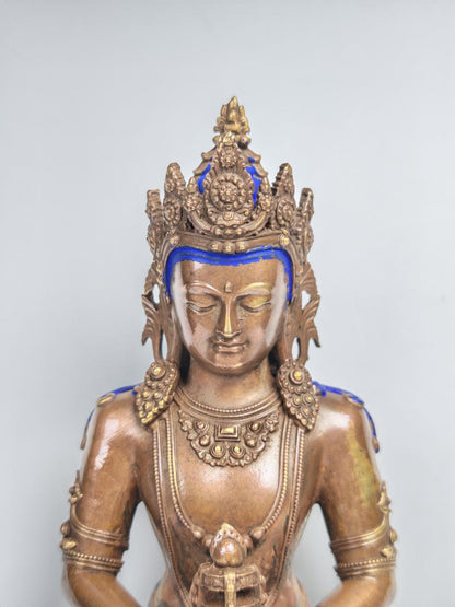 Authentic Amitayus Statue - Scared Tibetan Statue - Fully Consecrated and Blessed - Spiritual Decor - 16cm Height - Decades Old