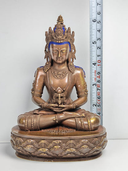 Authentic Amitayus Statue - Scared Tibetan Statue - Fully Consecrated and Blessed - Spiritual Decor - 16cm Height - Decades Old