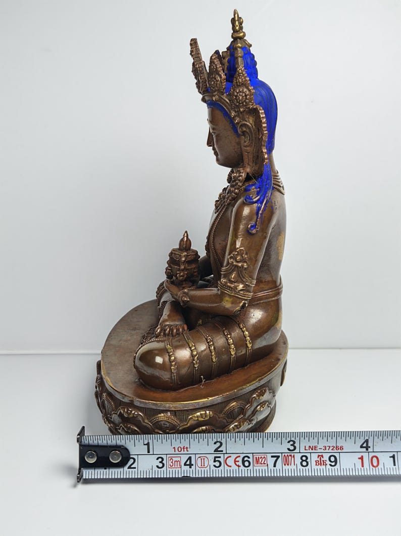 Authentic Amitayus Statue - Scared Tibetan Statue - Fully Consecrated and Blessed - Spiritual Decor - 16cm Height - Decades Old