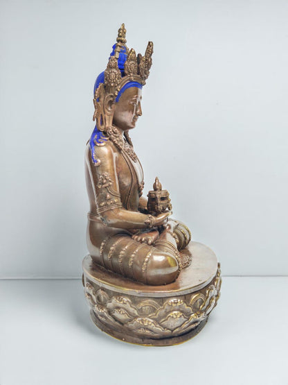 Authentic Amitayus Statue - Scared Tibetan Statue - Fully Consecrated and Blessed - Spiritual Decor - 16cm Height - Decades Old