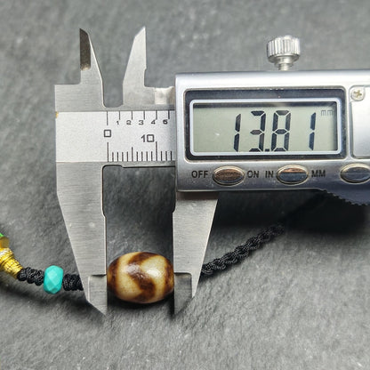 Authentic Dalo Dzi Bead Necklace - Round Wave Dzi + Tiger Tooth Dzi | Tibetan Jewelry | Protection Charm | Spiritual Gift | 20*17mm