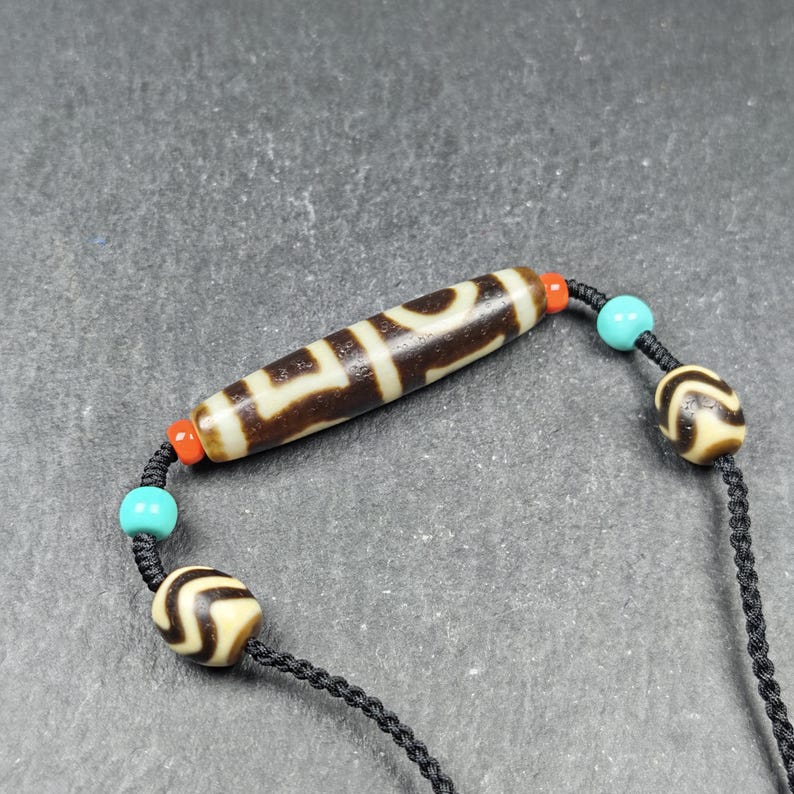 Authentic Dual Sky Earth Dzi Bead Necklace | 56*12mm Gandhanra-ART