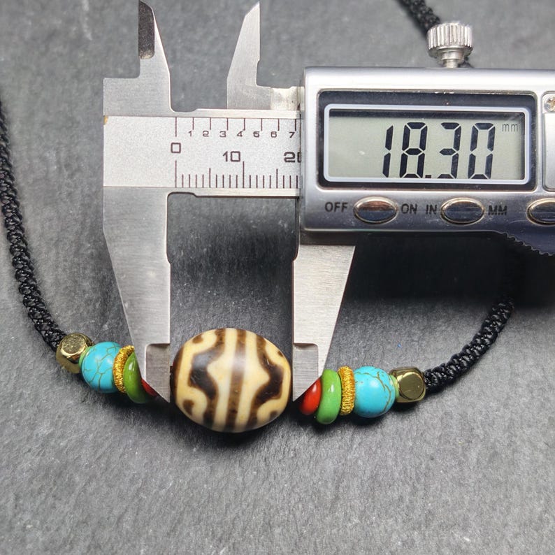 Authentic Dzi Bead Necklace - Lotus Dalo Dzi Pendant | Tibetan Jewelry | Protection Charm | Spiritual Gift | 18*15mm