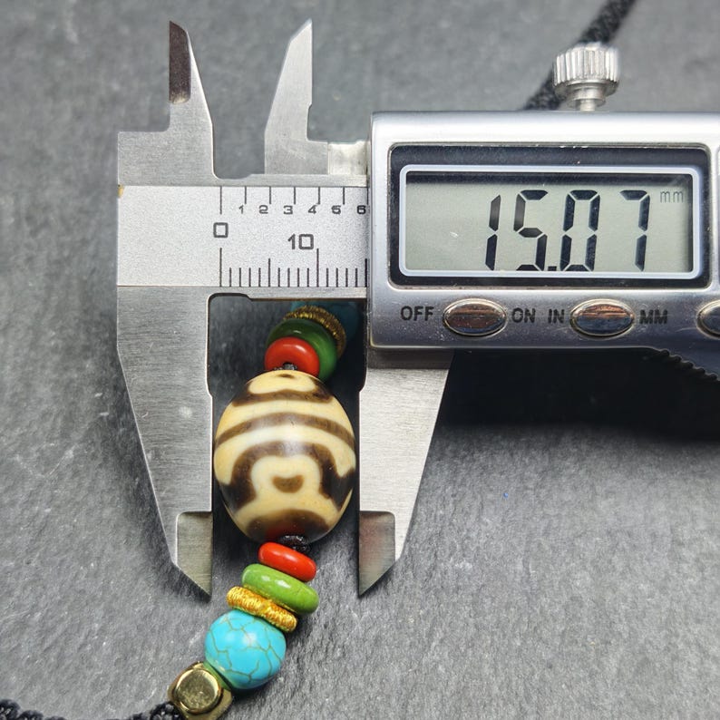 Authentic Dzi Bead Necklace - Lotus Dalo Dzi Pendant | Tibetan Jewelry | Protection Charm | Spiritual Gift | 18*15mm