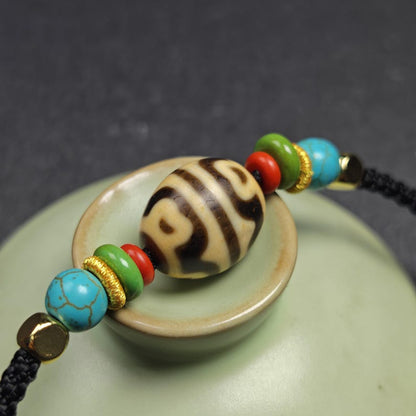 Authentic Dzi Bead Necklace - Lotus Dalo Dzi Pendant | Tibetan Jewelry | Protection Charm | Spiritual Gift | 18*15mm