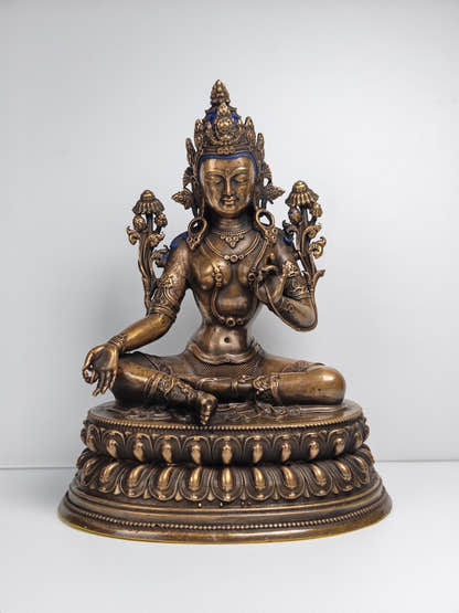 Authentic Green Tara Statue - Fully Consecrated and Blessed - Tibetan Buddhist statue, front view