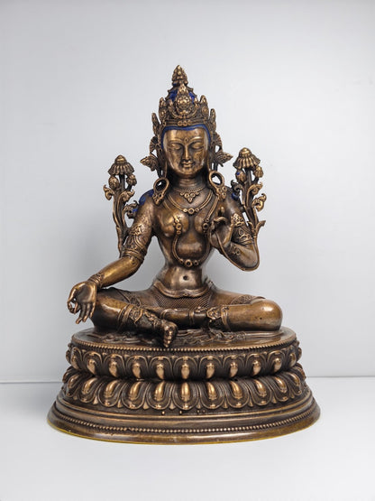 Authentic Green Tara Statue - Scared Tibetan Statue - Fully Consecrated and Blessed - Spiritual Decor - 17cm Height - Decades Old