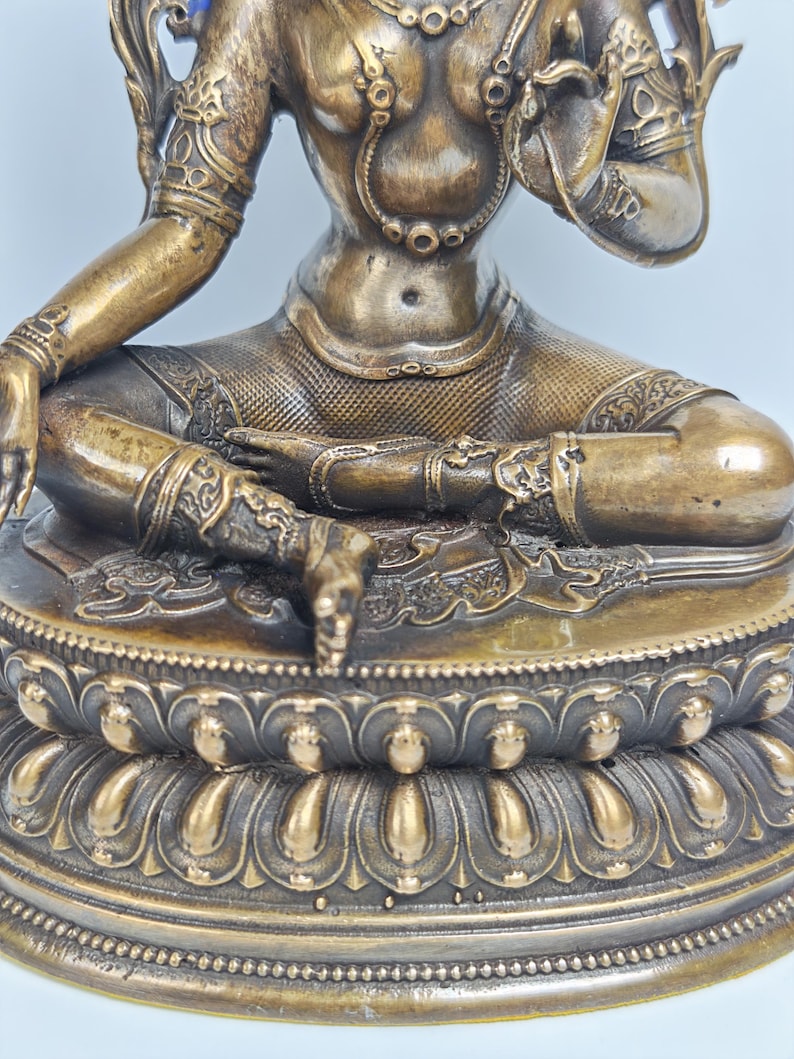 Authentic Green Tara Statue - Scared Tibetan Statue - Fully Consecrated and Blessed - Spiritual Decor - 17cm Height - Decades Old