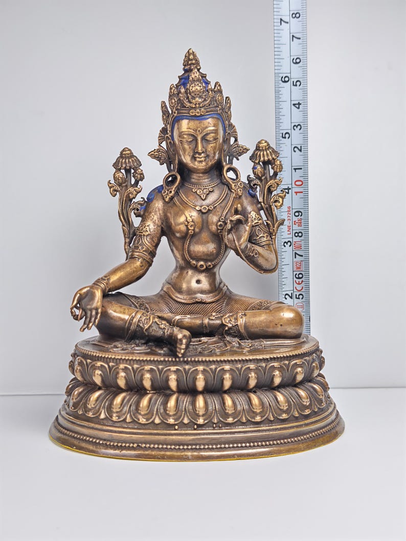 Authentic Green Tara Statue - Scared Tibetan Statue - Fully Consecrated and Blessed - Spiritual Decor - 17cm Height - Decades Old