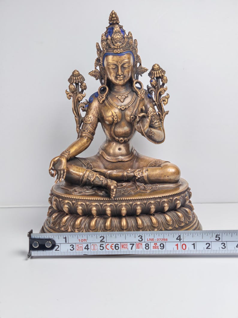 Authentic Green Tara Statue - Scared Tibetan Statue - Fully Consecrated and Blessed - Spiritual Decor - 17cm Height - Decades Old