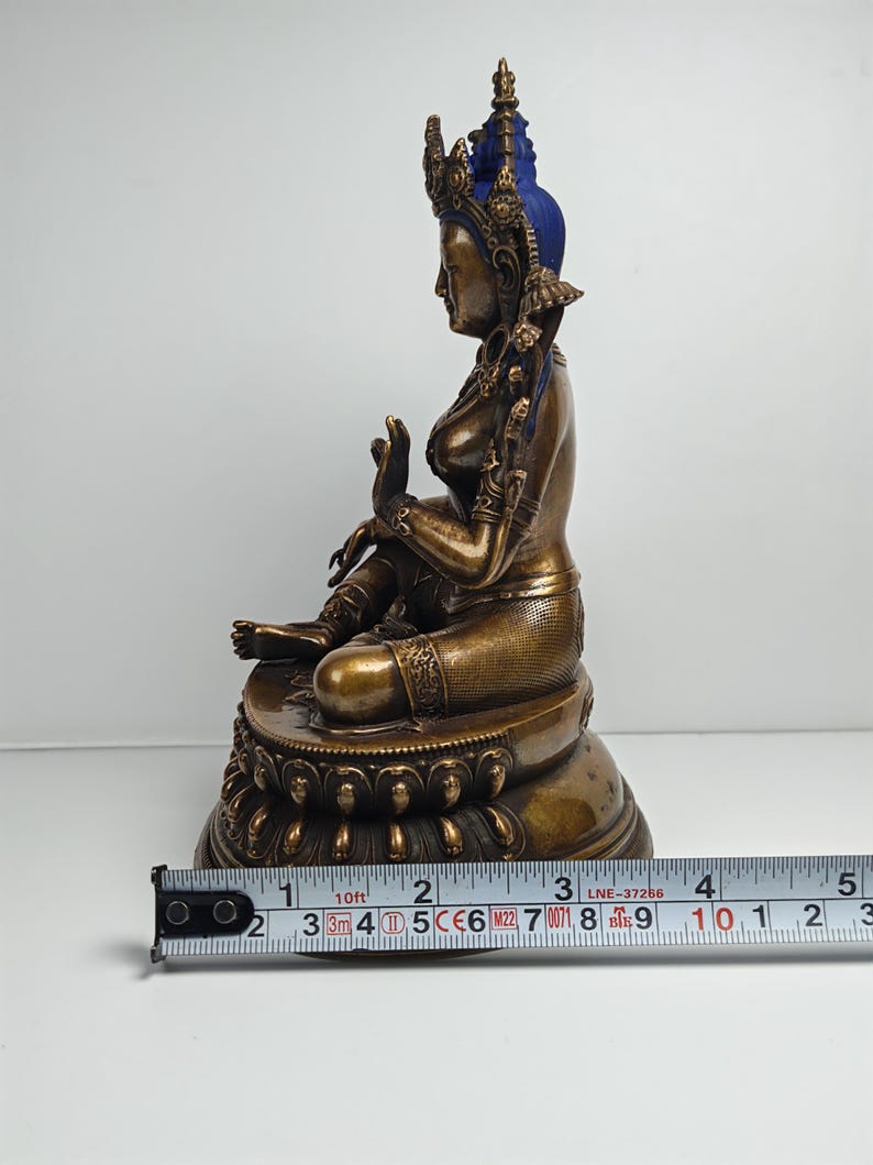 Authentic Green Tara Statue - Scared Tibetan Statue - Fully Consecrated and Blessed - Spiritual Decor - 17cm Height - Decades Old