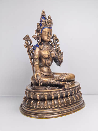 Authentic Green Tara Statue - Fully Consecrated and Blessed - Tibetan Buddhist statue, detailed view