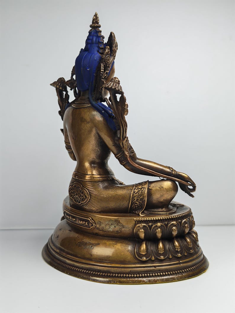 Authentic Green Tara Statue - Scared Tibetan Statue - Fully Consecrated and Blessed - Spiritual Decor - 17cm Height - Decades Old