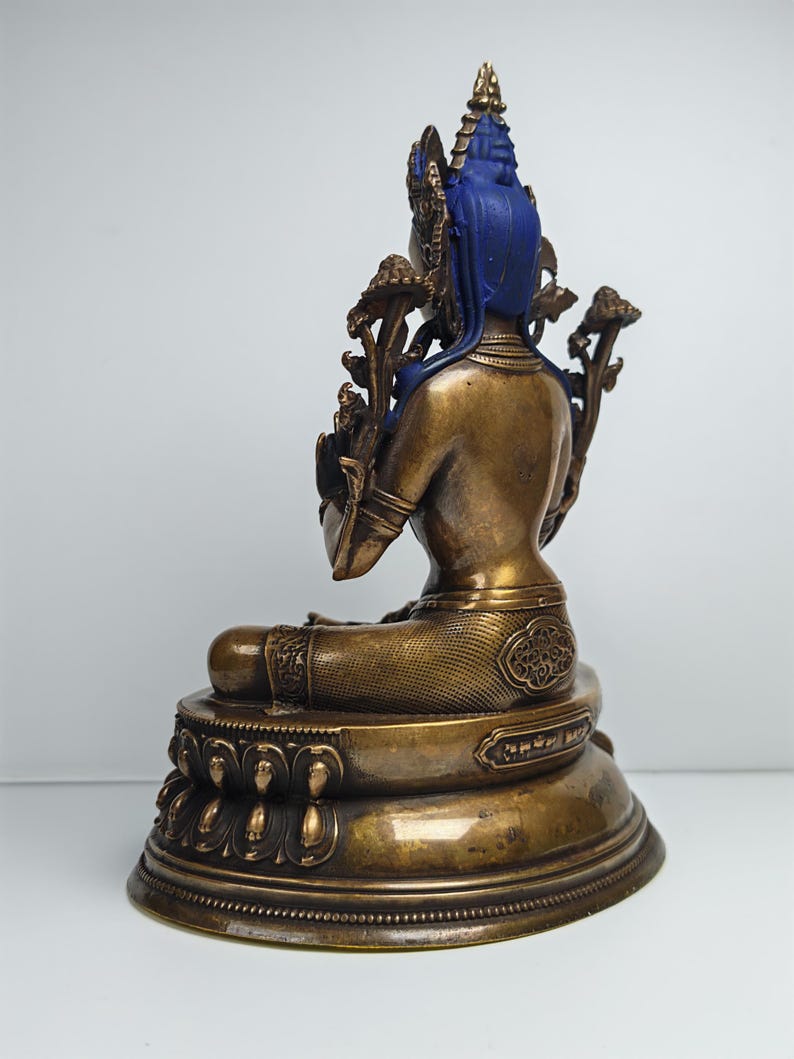 Authentic Green Tara Statue - Scared Tibetan Statue - Fully Consecrated and Blessed - Spiritual Decor - 17cm Height - Decades Old