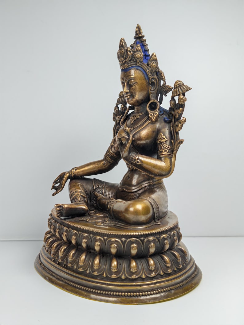 Authentic Green Tara Statue - Scared Tibetan Statue - Fully Consecrated and Blessed - Spiritual Decor - 17cm Height - Decades Old