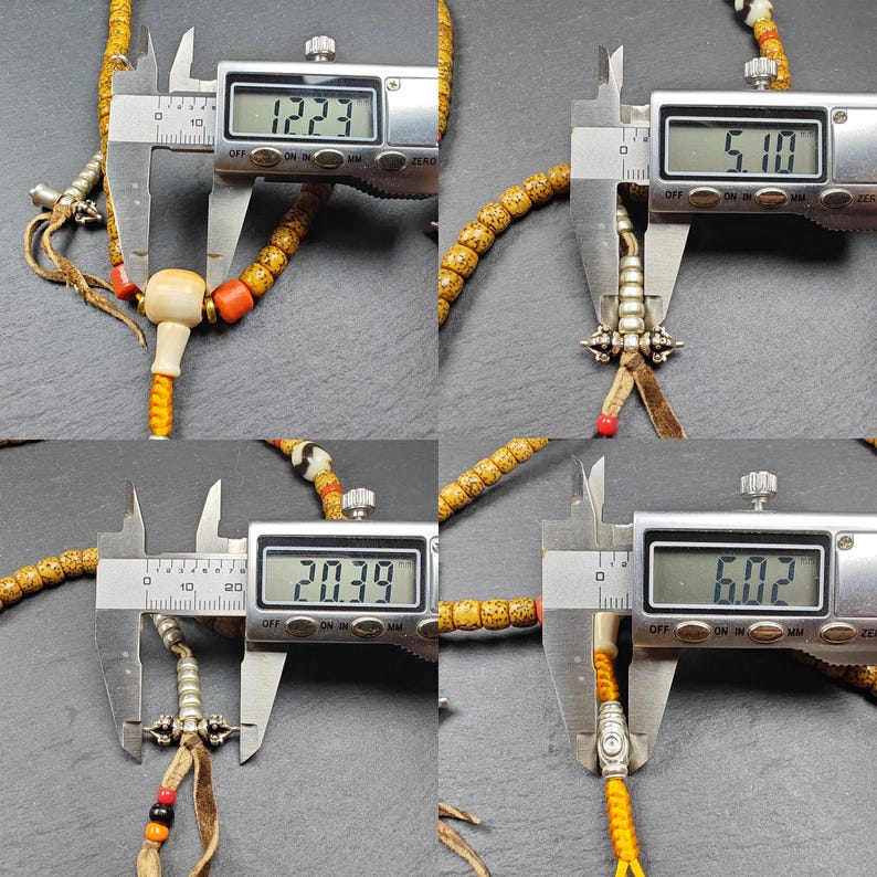 Authentic Lotus Seed Necklace Mala for Women: Old 7+mm Tibetan Rosary 108 Prayer Beads - 38cm Stretched