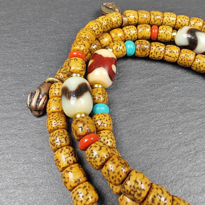 Old 7+mm Lotus Seed Necklace Mala for Women - Tibetan Buddhist mala beads, view 4