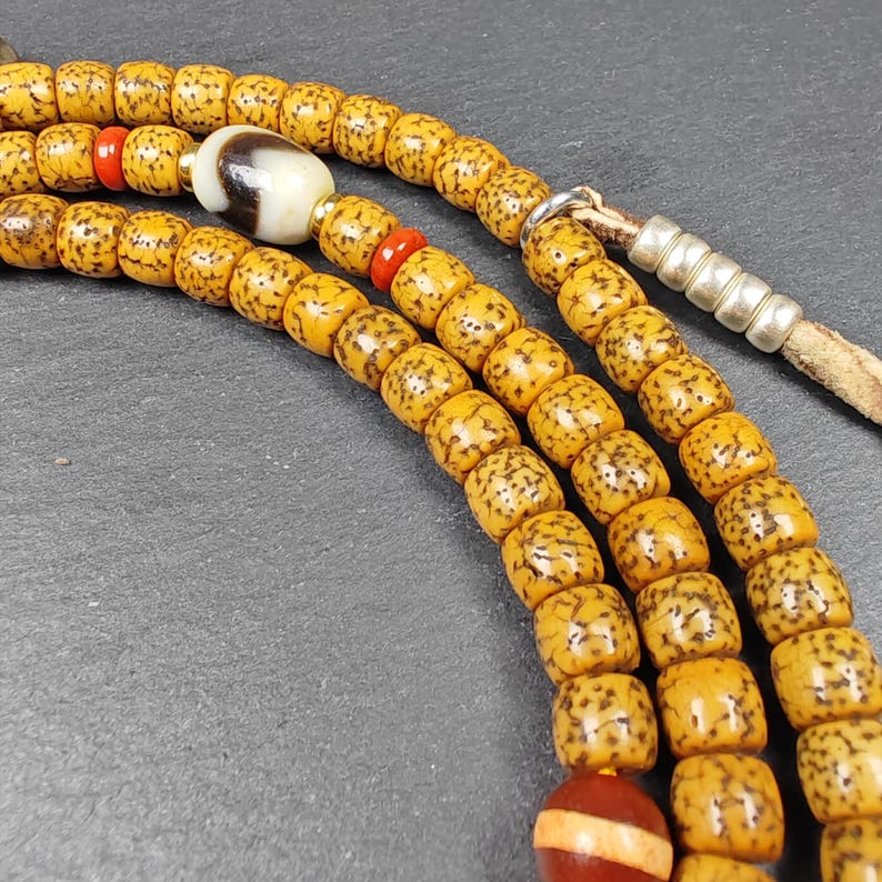 Old 7+mm Lotus Seed Necklace Mala for Women - Tibetan Buddhist mala beads, view 5