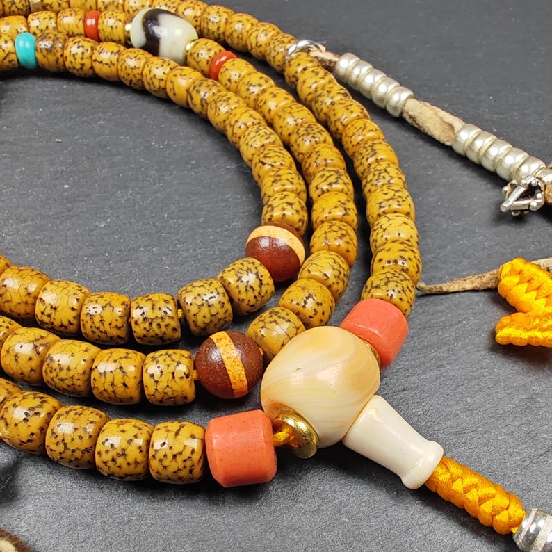 Old 7+mm Lotus Seed Necklace Mala for Women - Tibetan Buddhist mala beads, view 7