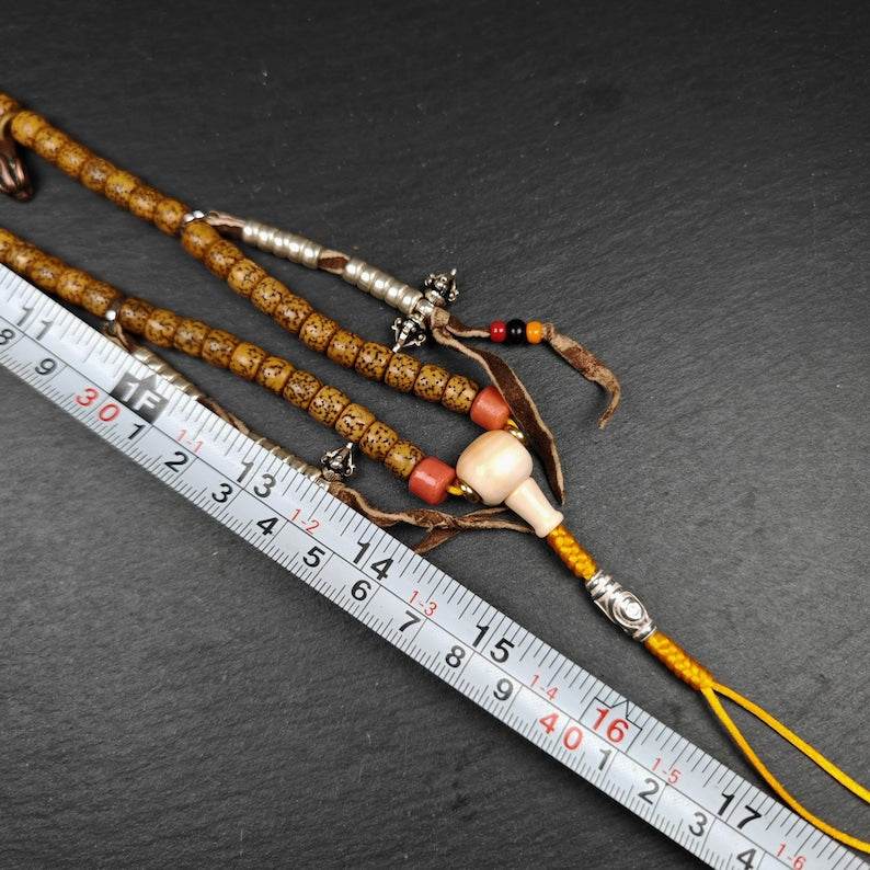 Authentic Lotus Seed Necklace Mala for Women: Old 7+mm Tibetan Rosary 108 Prayer Beads - 38cm Stretched
