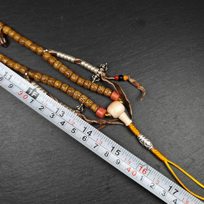 Authentic Lotus Seed Necklace Mala for Women: Old 7+mm Tibetan Rosary 108 Prayer Beads - 38cm Stretched