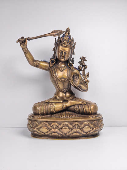 Authentic Manjusri Statue Tibetan Statue - Fully Consecrated and Blessed - Tibetan Buddhist statue, front view