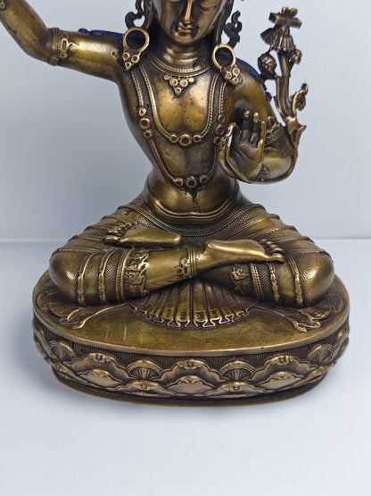 Authentic Manjusri Statue - Scared Tibetan Statue - Fully Consecrated and Blessed - Spiritual Decor - 16cm Height - Decades Old