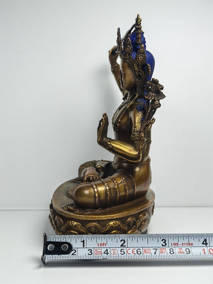 Authentic Manjusri Statue - Scared Tibetan Statue - Fully Consecrated and Blessed - Spiritual Decor - 16cm Height - Decades Old