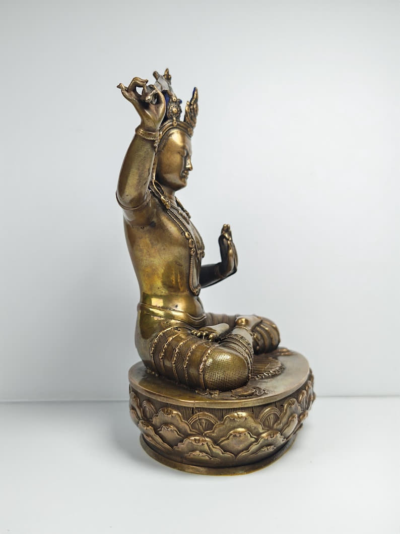 Authentic Manjusri Statue Tibetan Statue - Fully Consecrated and Blessed - Tibetan Buddhist statue, close-up detail