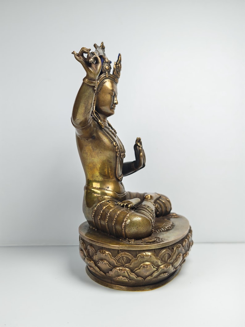 Authentic Manjusri Statue - Scared Tibetan Statue - Fully Consecrated and Blessed - Spiritual Decor - 16cm Height - Decades Old