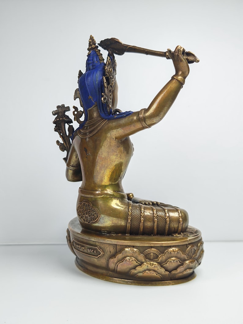 Authentic Manjusri Statue - Scared Tibetan Statue - Fully Consecrated and Blessed - Spiritual Decor - 16cm Height - Decades Old