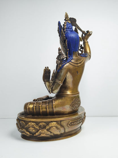 Authentic Manjusri Statue - Scared Tibetan Statue - Fully Consecrated and Blessed - Spiritual Decor - 16cm Height - Decades Old