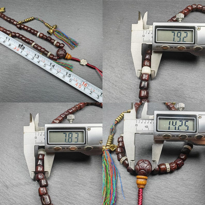 Authentic Old 8mm Rudraksha Necklace Mala:Tibetan 108 Prayer Beads Rosary - 38cm stretched
