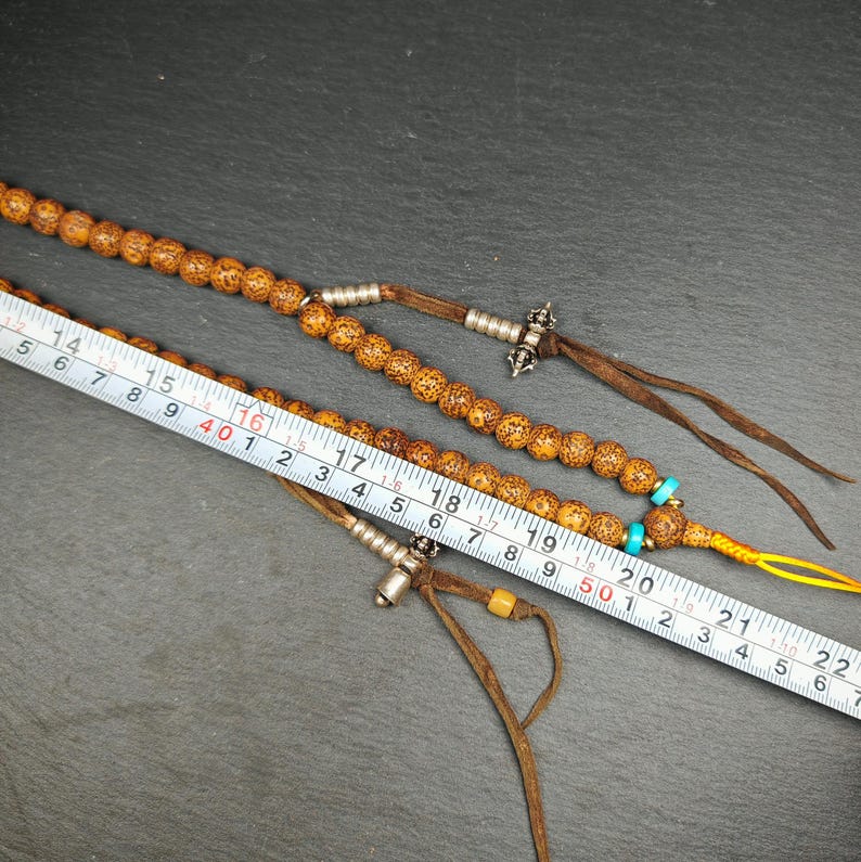 Authentic Old 9mm Lotus Seed Necklace Mala:Tibetan 108 Prayer Beads Rosary - 51cm stretched