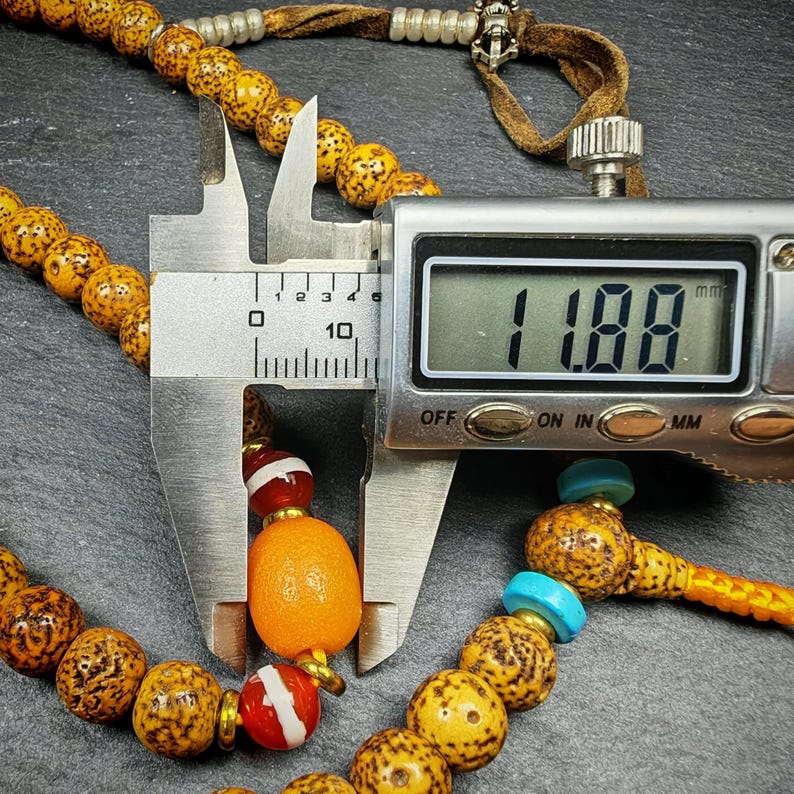 Authentic Old 9mm Lotus Seed Necklace Mala:Tibetan 108 Prayer Beads Rosary - 51cm stretched