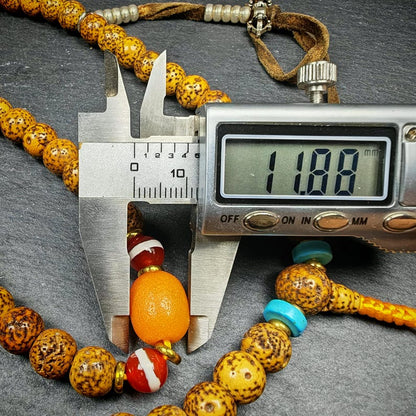Authentic Old 9mm Lotus Seed Necklace Mala:Tibetan 108 Prayer Beads Rosary - 51cm stretched