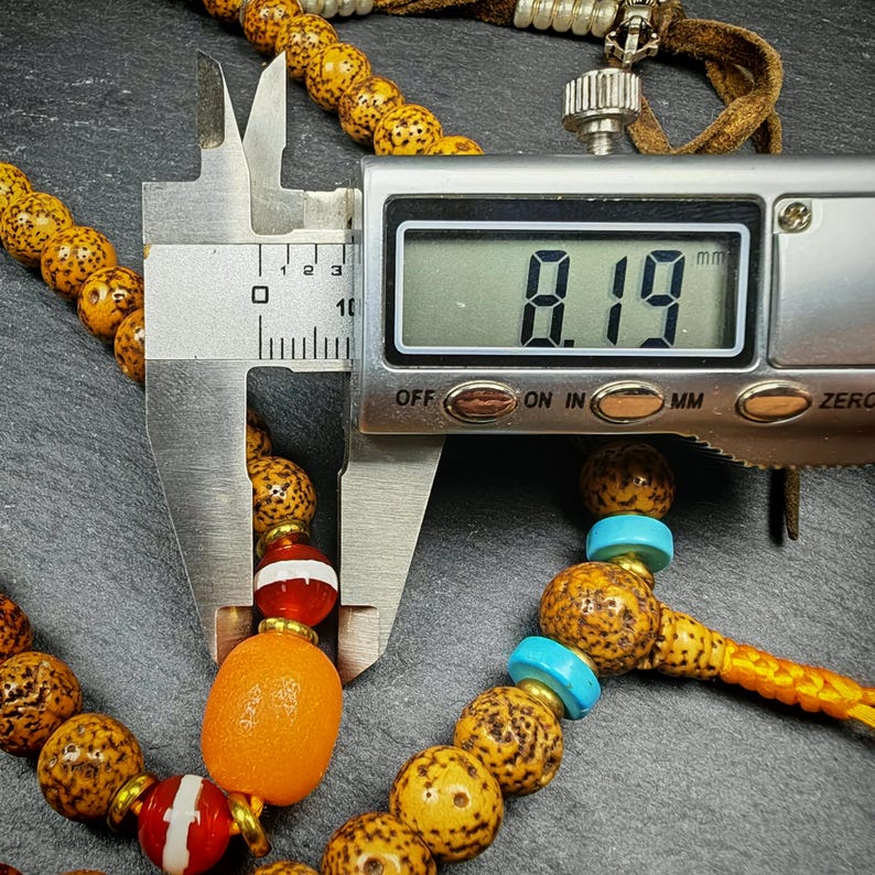 Authentic Old 9mm Lotus Seed Necklace Mala:Tibetan 108 Prayer Beads Rosary - 51cm stretched
