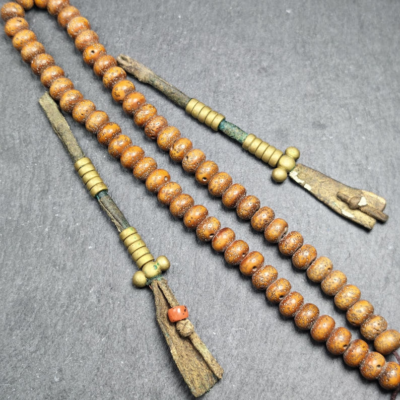 Authentic Old Bead Counters for Mala - 6mm beads - Tibetan Buddhist mala beads, close-up detail