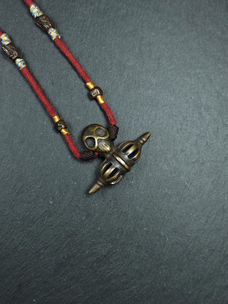 Authentic Old Citipati Skull Vajra Amulet - Gandhanra Tibetan Buddhism Protective Chram - Spiritual Necklace - 53×38mm