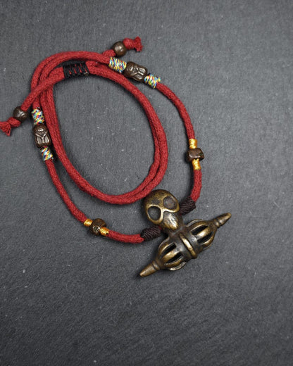 Authentic Old Citipati Skull Vajra Amulet - Gandhanra Tibetan Buddhism Protective Chram - Spiritual Necklace - 53×38mm