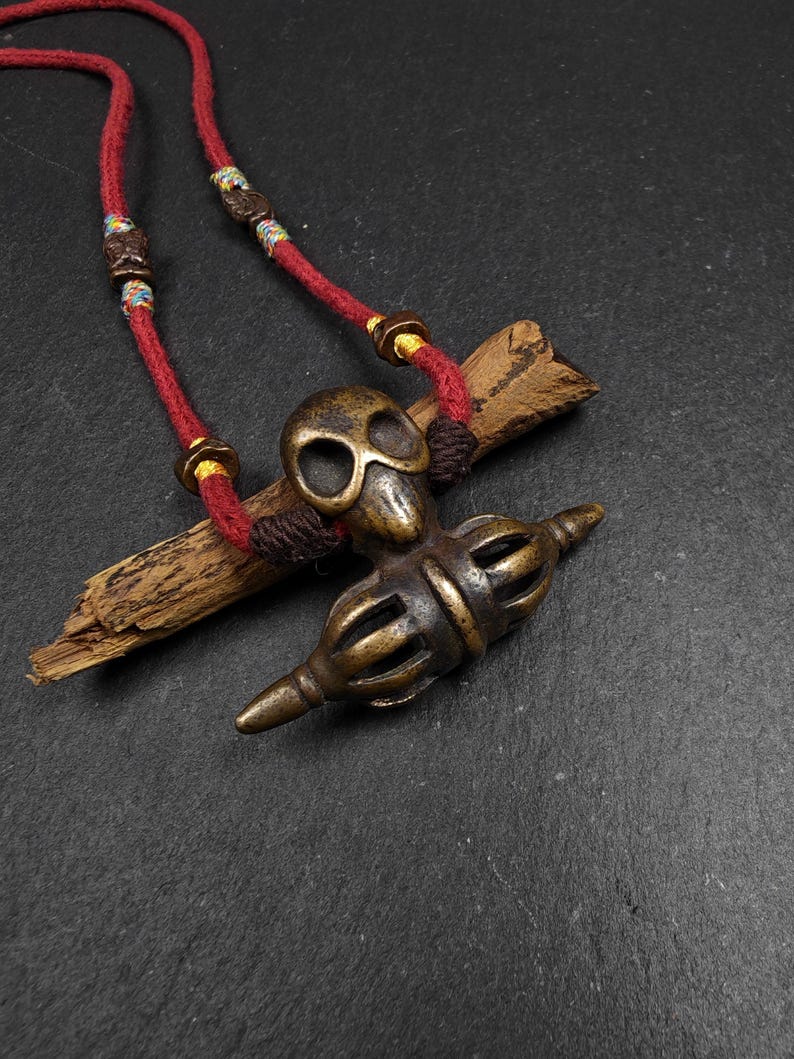 Authentic Old Citipati Skull Vajra Amulet - Gandhanra Tibetan Buddhism Protective Chram - Spiritual Necklace - 53×38mm