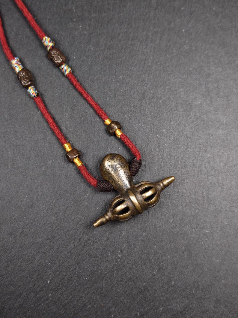 Authentic Old Citipati Skull Vajra Amulet - Gandhanra Tibetan Buddhism Protective Chram - Spiritual Necklace - 53×38mm