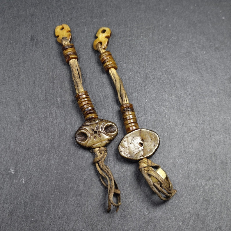 Authentic Old Kapala Prayer Bead Counters - Citipati Skull Design - Tibetan Rosary Pendant - Mala Accessory - 9mm