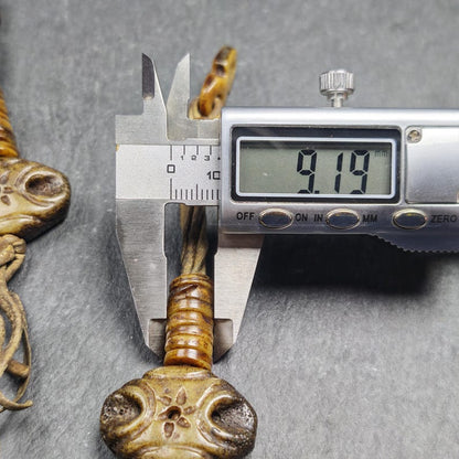 Authentic Old Kapala Prayer Bead Counters - Citipati Skull Design - Tibetan Rosary Pendant - Mala Accessory - 9mm