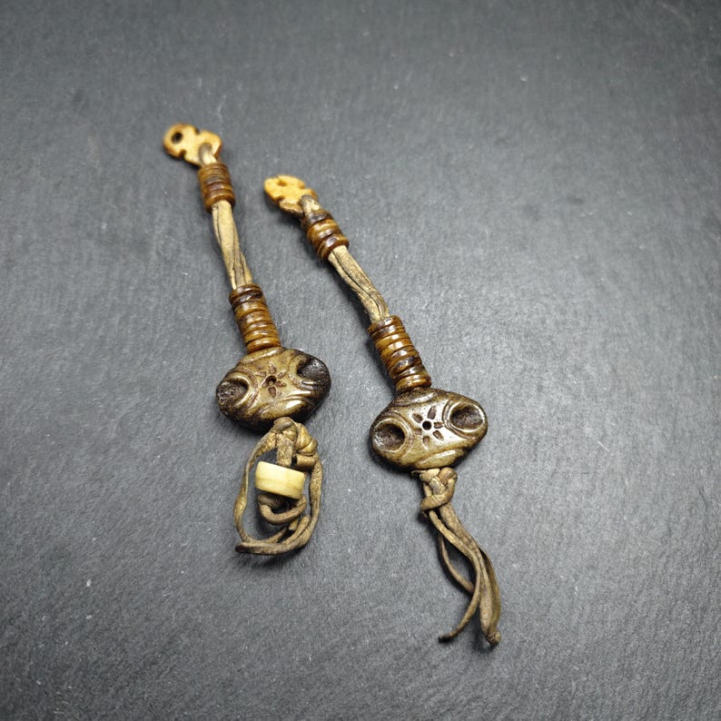 Authentic Old Kapala Prayer Bead Counters - Citipati Skull Design - Tibetan Rosary Pendant - Mala Accessory - 9mm