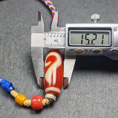 Authentic Ruyi Dzi Necklace - Fire Agate Dzi Amulet | Tibetan Jewelry | Protection Charm for Good Fortune Protection | 40*15mm