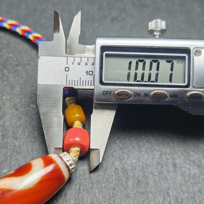 Authentic Ruyi Dzi Necklace - Fire Agate Dzi Amulet | Tibetan Jewelry | Protection Charm for Good Fortune Protection | 40*15mm