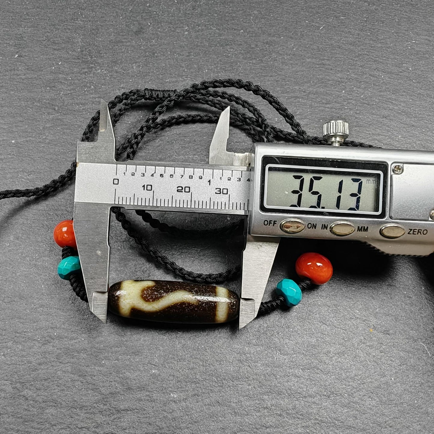 Authentic Ruyi Dzi Necklace | Tibetan Jewelry | Protection Charm for Good Fortune Protection | 35*11mm