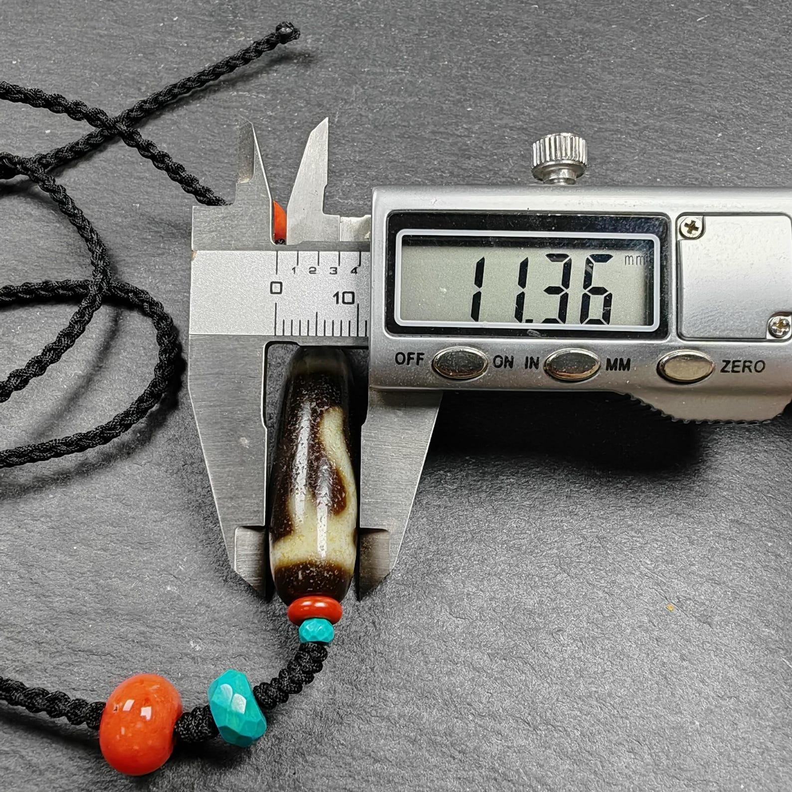 Authentic Ruyi Dzi Necklace | Tibetan Jewelry | Protection Charm for Good Fortune Protection | 35*11mm