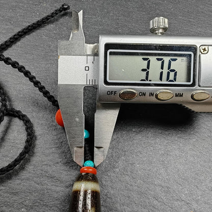Authentic Ruyi Dzi Necklace | Tibetan Jewelry | Protection Charm for Good Fortune Protection | 35*11mm